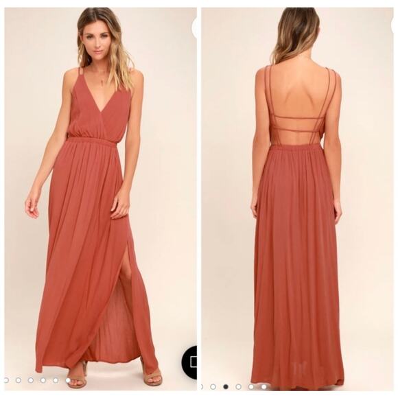 Lulu's Dresses & Skirts - Lulus Women's Lost in Paradise Strappy Maxi Dress in Rusty Rose